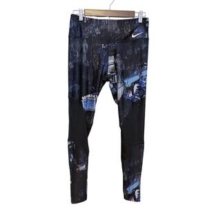 Nike Power Training Day Leggings With Mesh Panels Swoosh Graffiti Print Size M‎